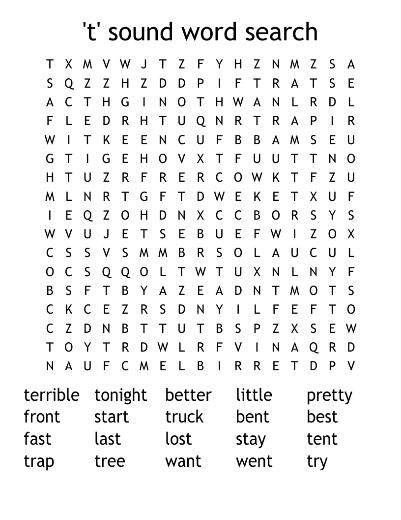 't' sound word search
