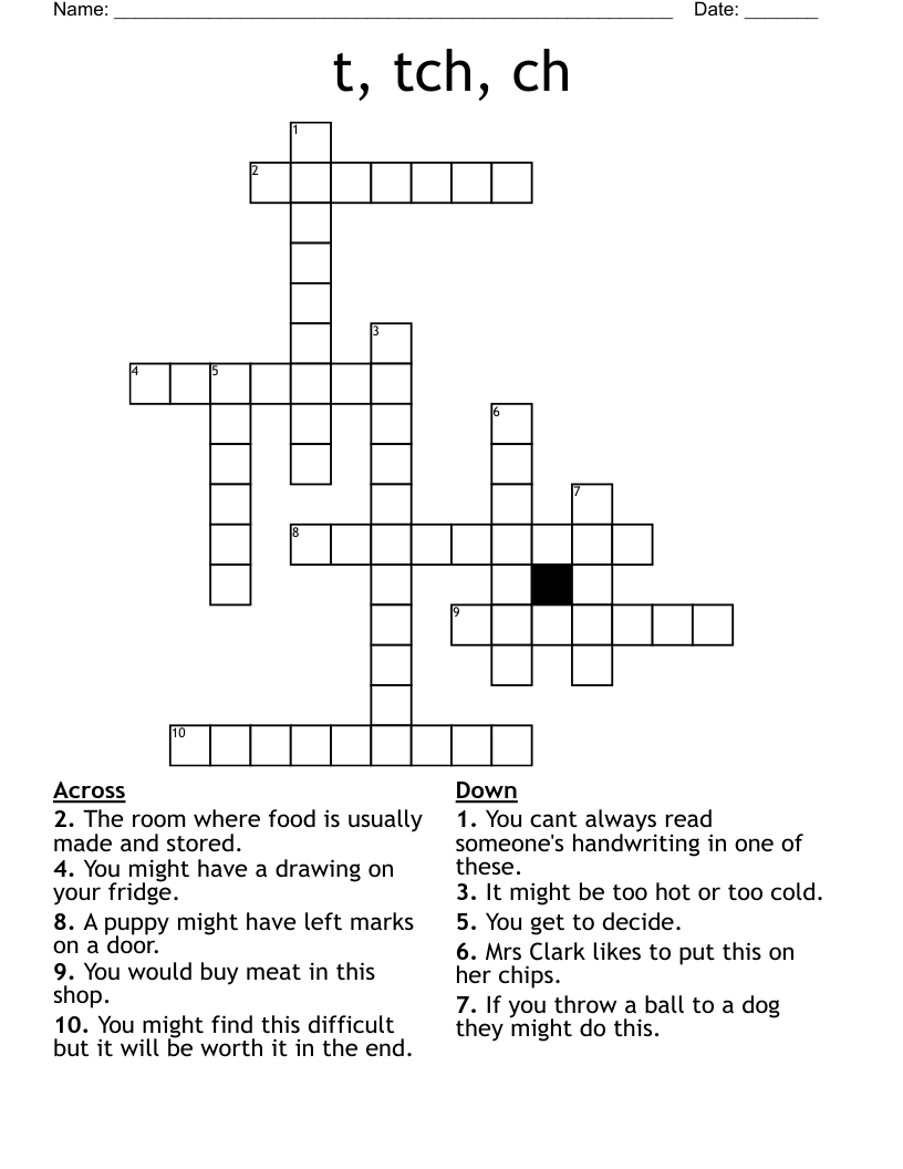 t, tch, ch Crossword