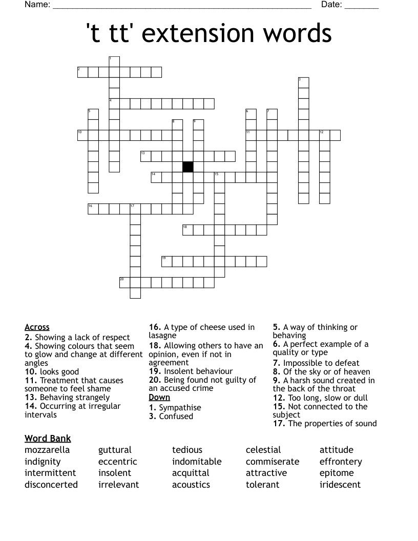 't tt' extension words Crossword