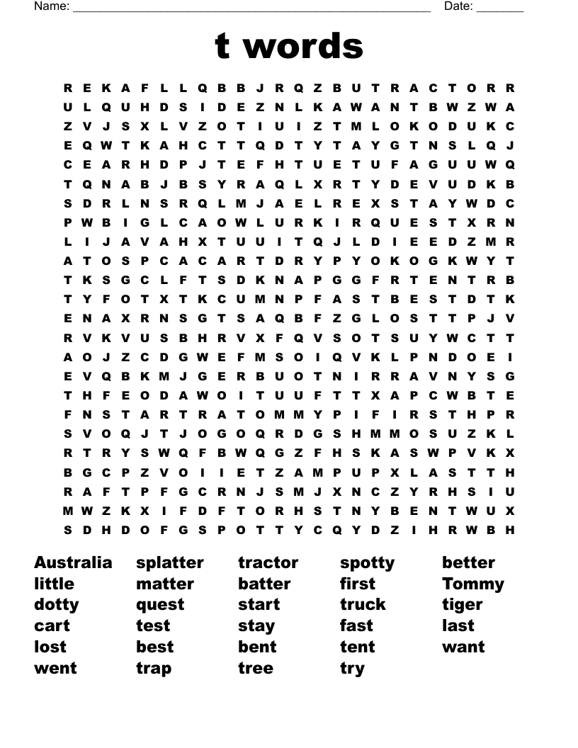 t words Word Search