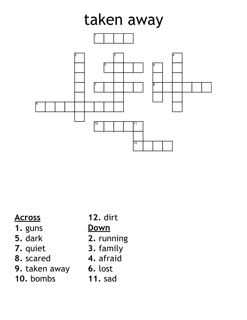taken away Crossword