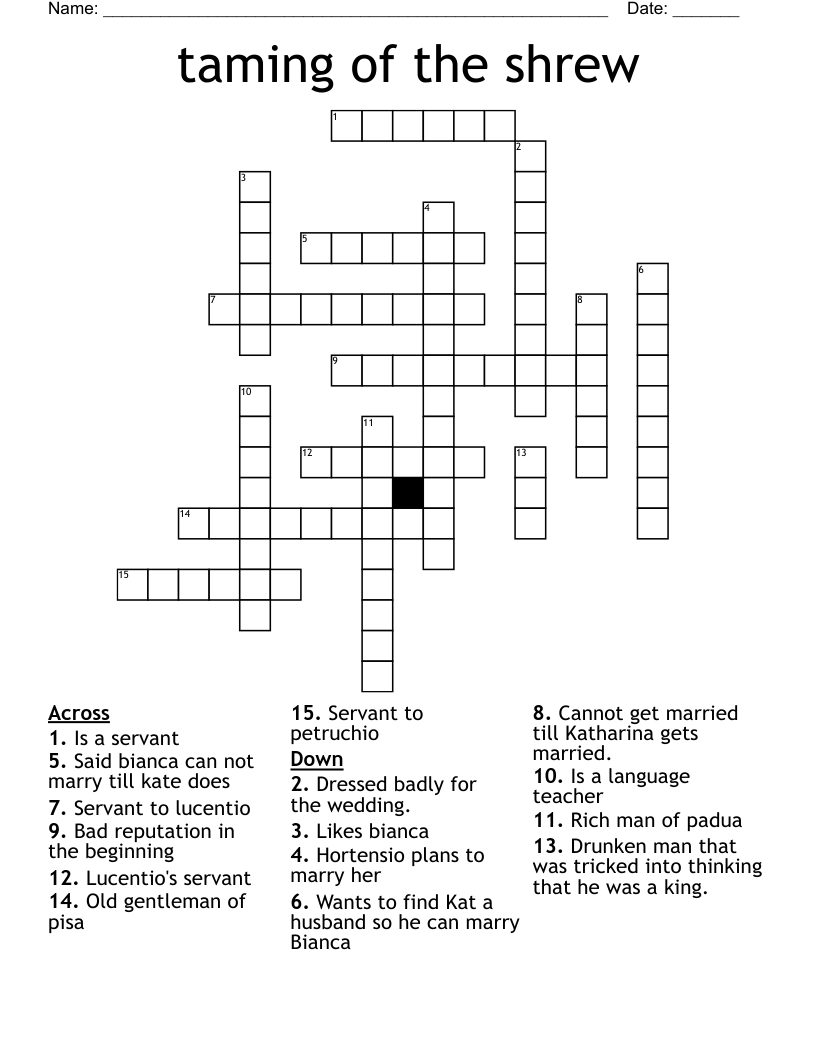 taming of the shrew Crossword