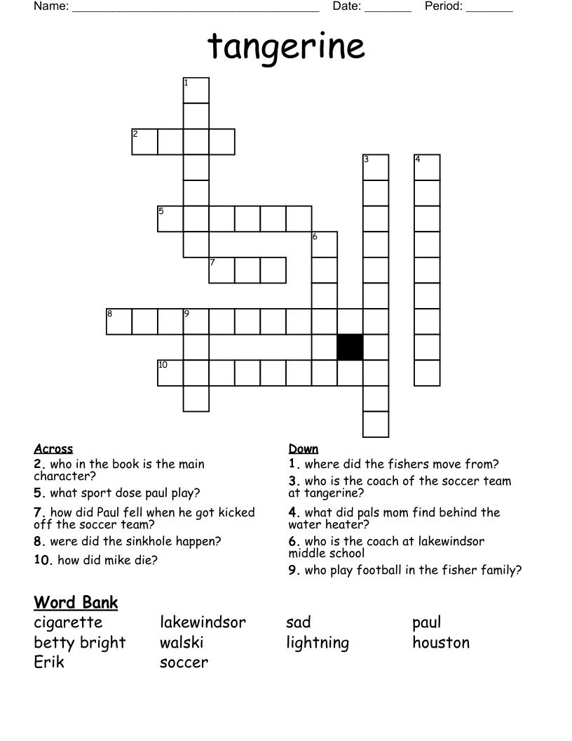 tangerine Crossword
