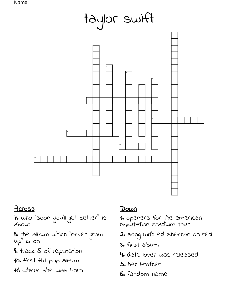 taylor swift Crossword