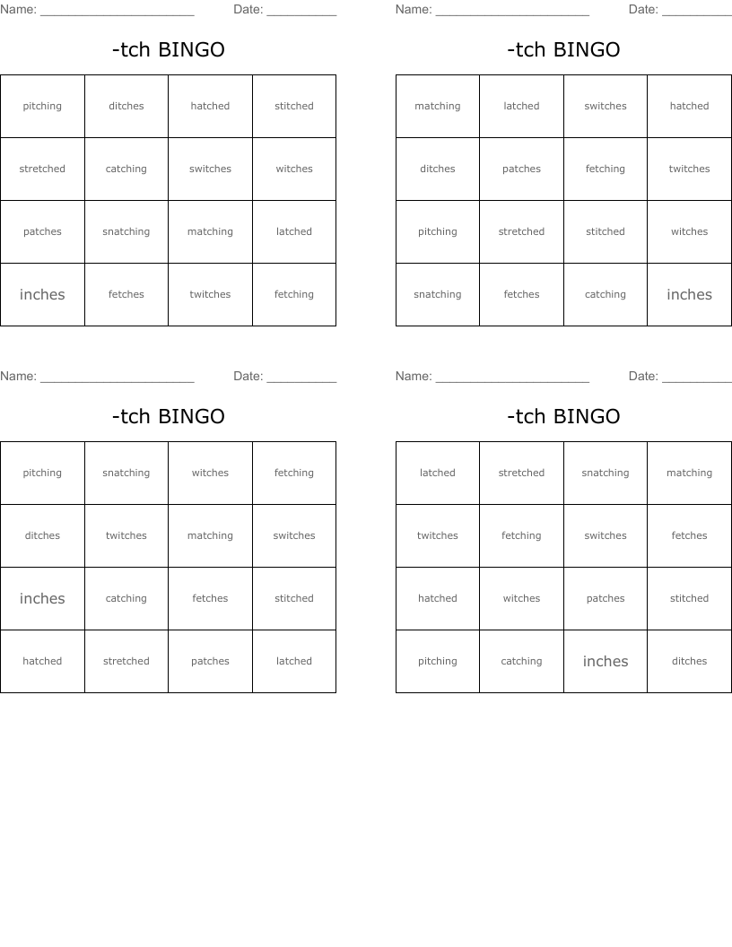 -tch BINGO