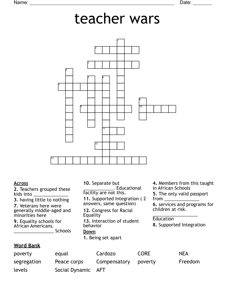 teacher wars  Crossword
