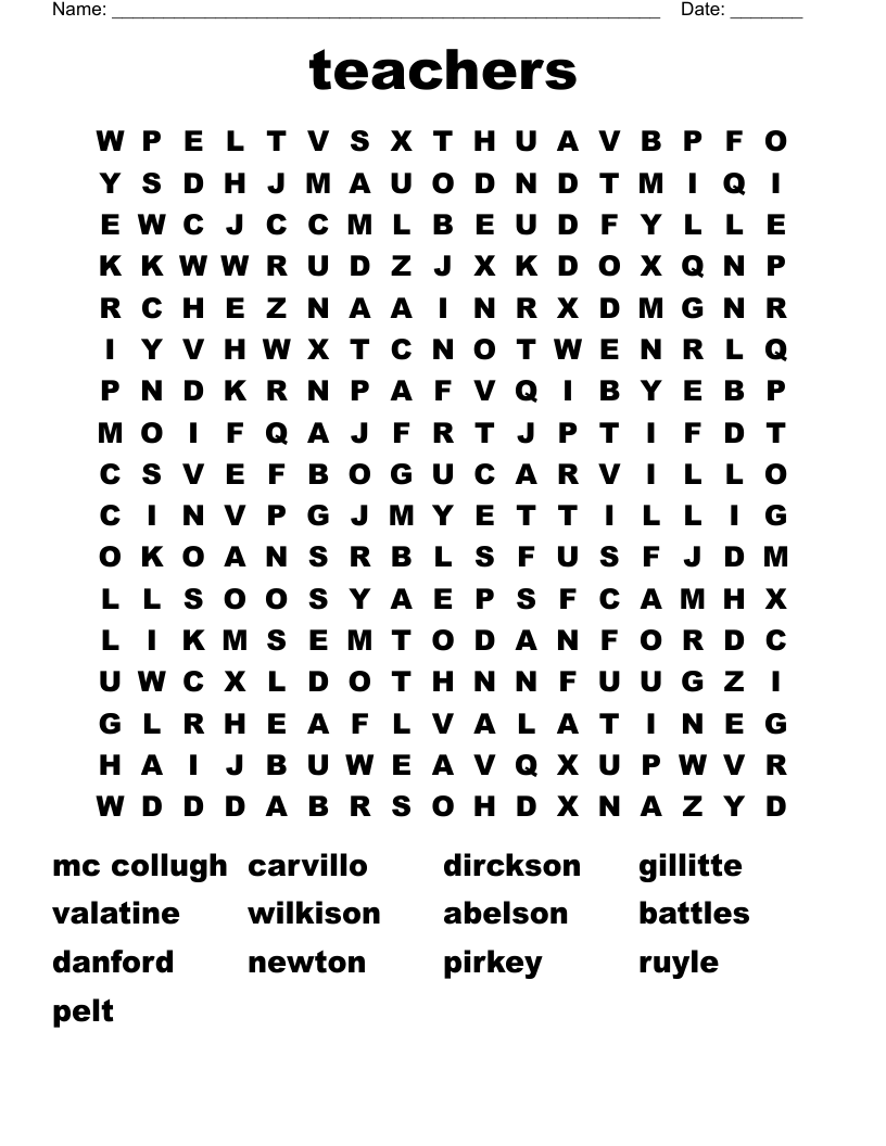 teachers Word Search