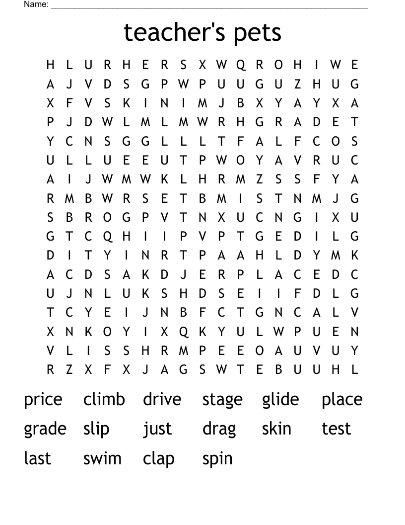 teacher's pets Word Search