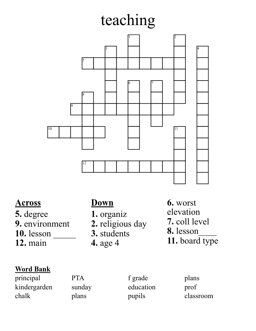 teaching Crossword