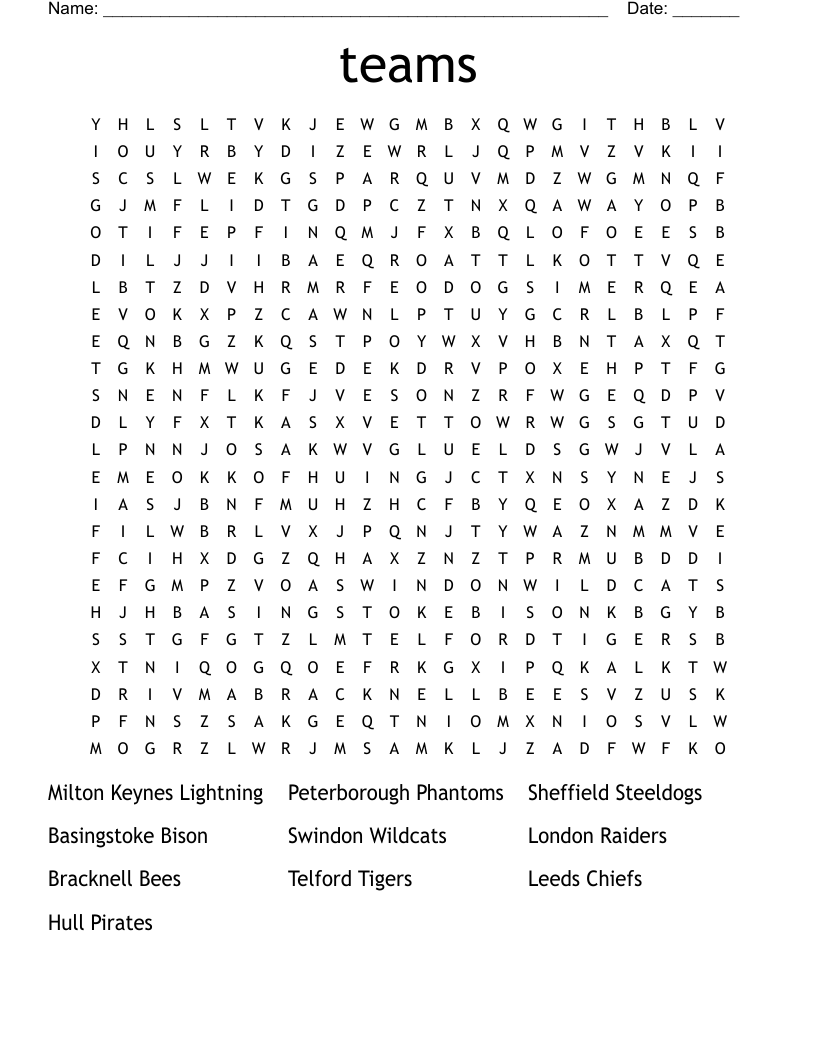 teams Word Search