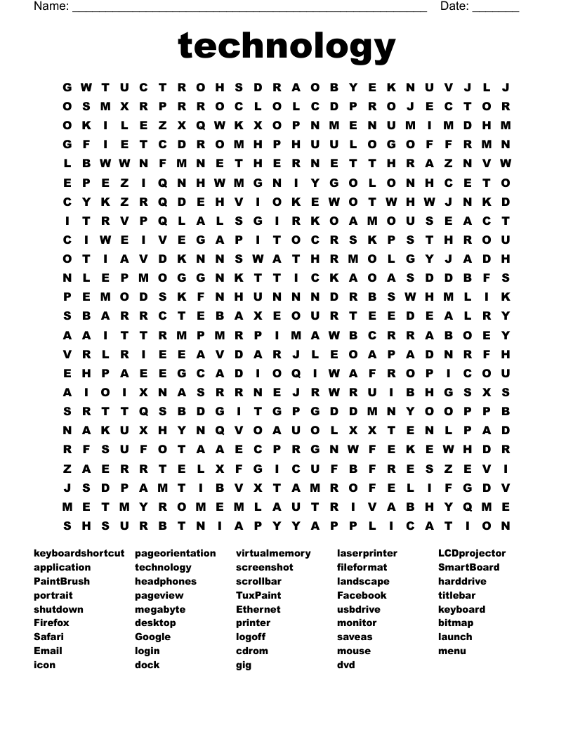 technology Word Search