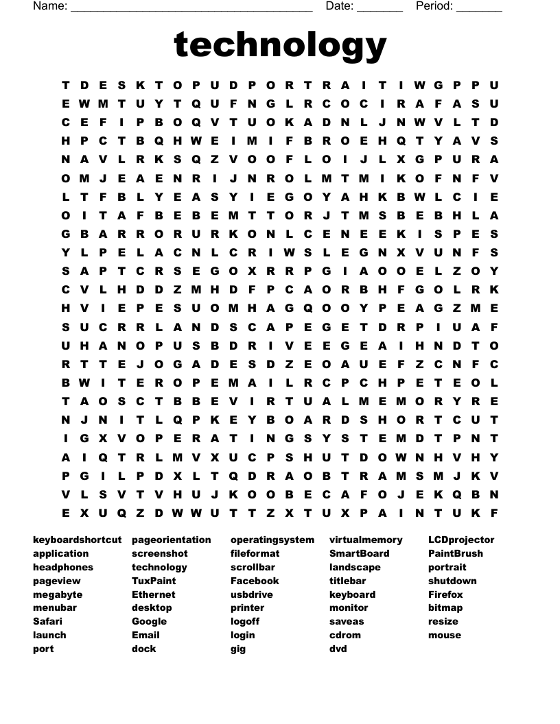 technology Word Search