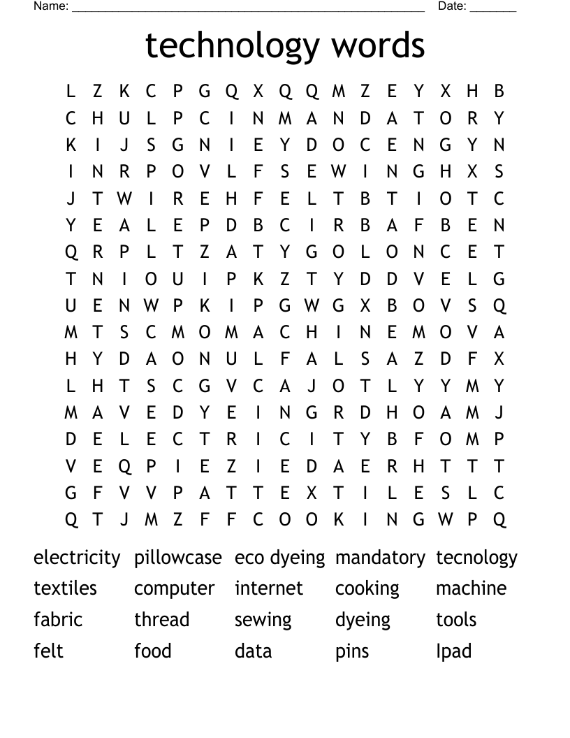 technology words Word Search