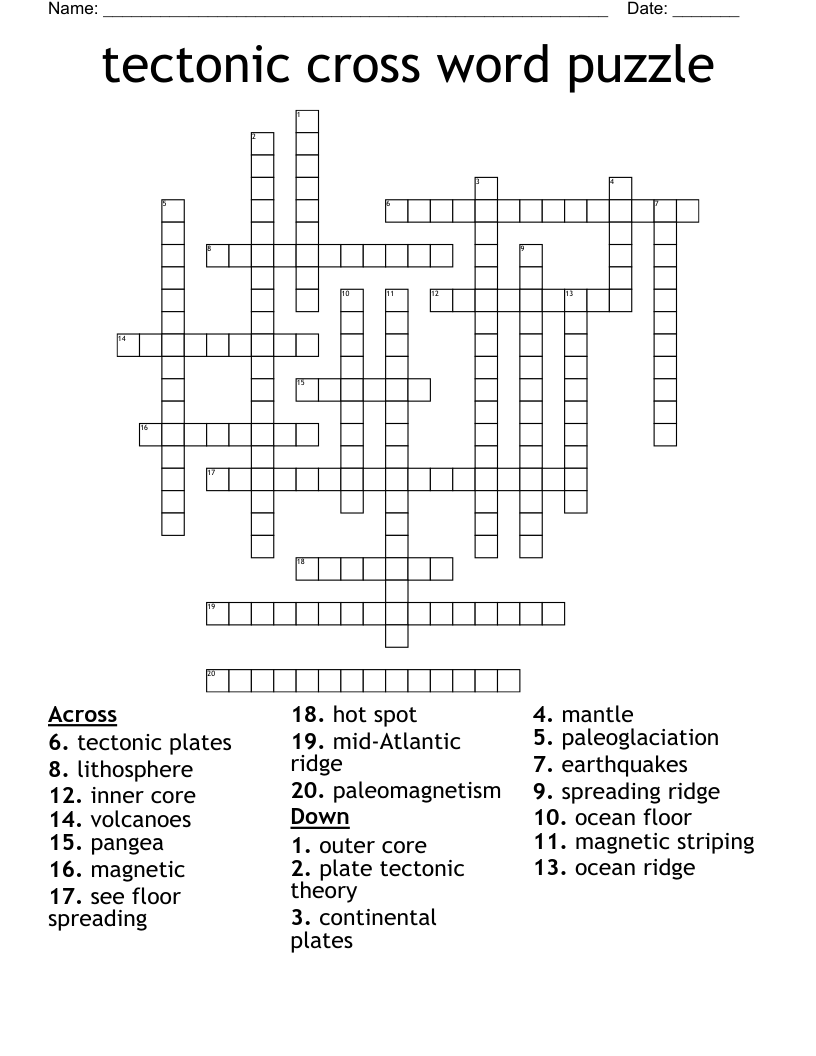 tectonic cross word puzzle
