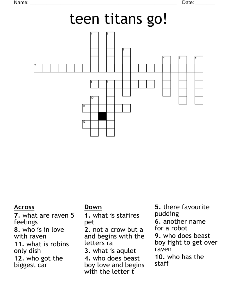teen titans go! Crossword