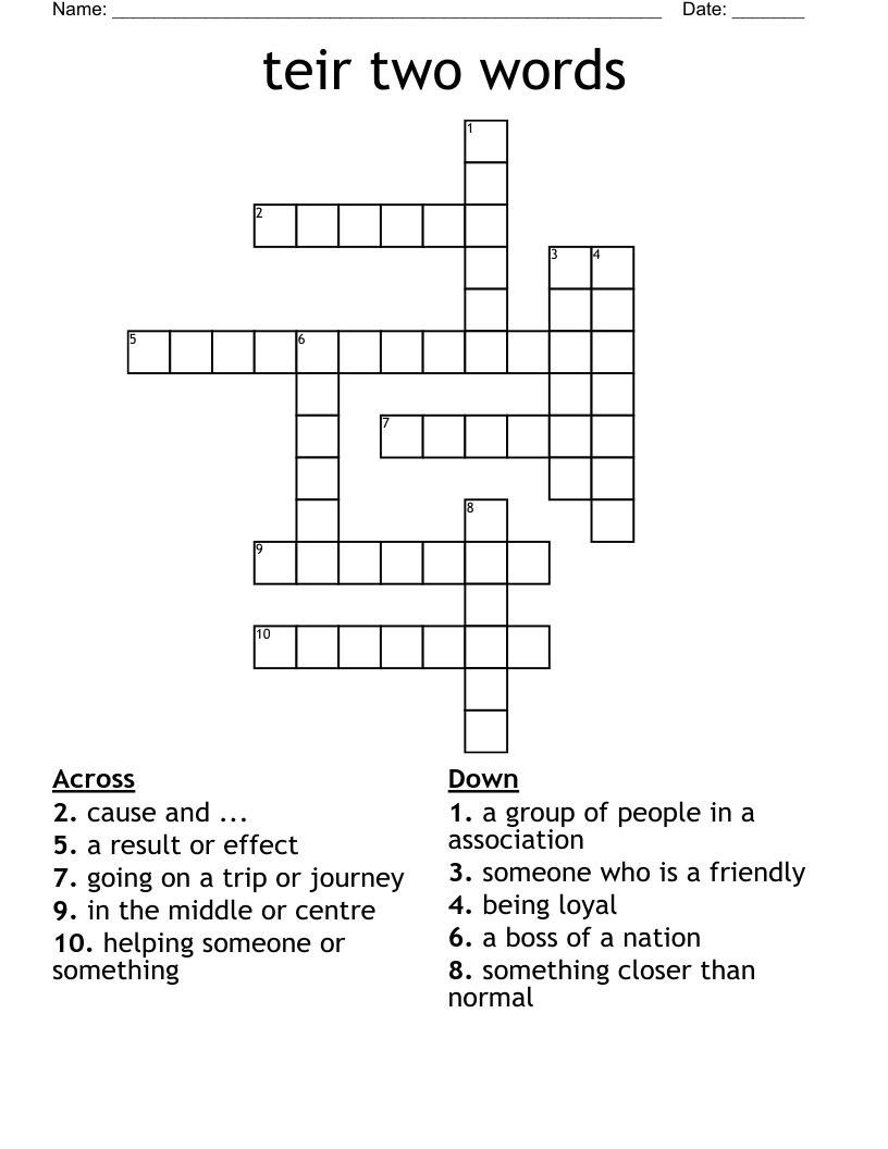 teir two words Crossword