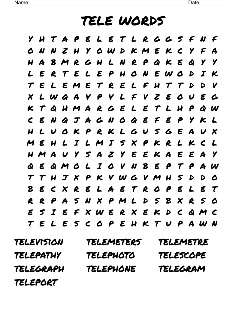 tele words Word Search