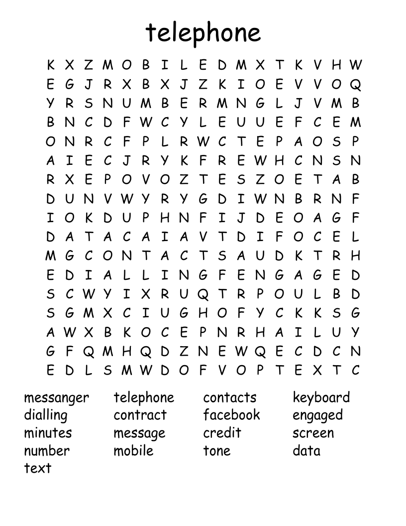 telephone Word Search