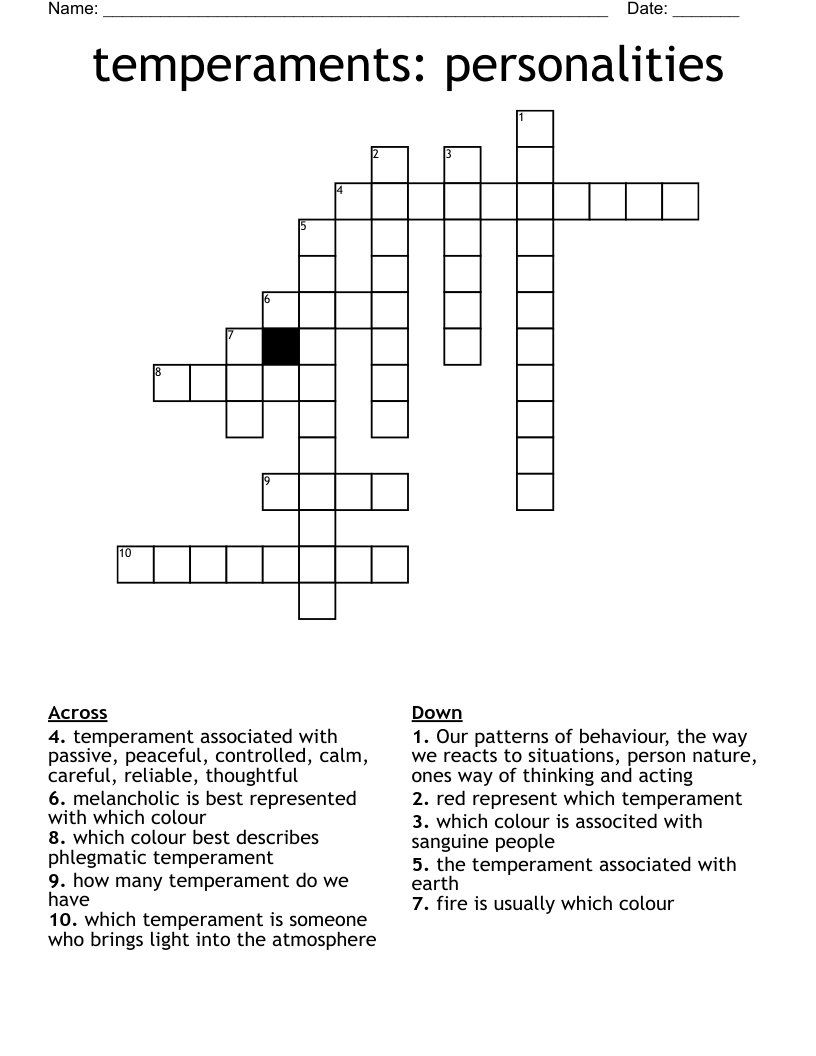 temperaments: personalities  Crossword