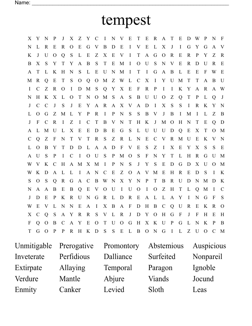 tempest  Word Search