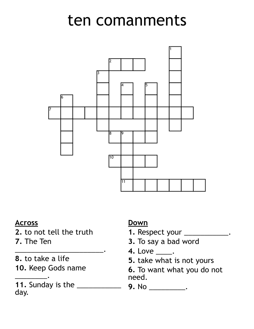 ten comanments Crossword