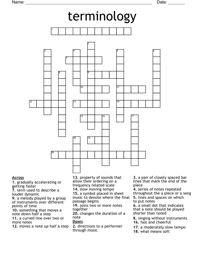 terminology  Crossword