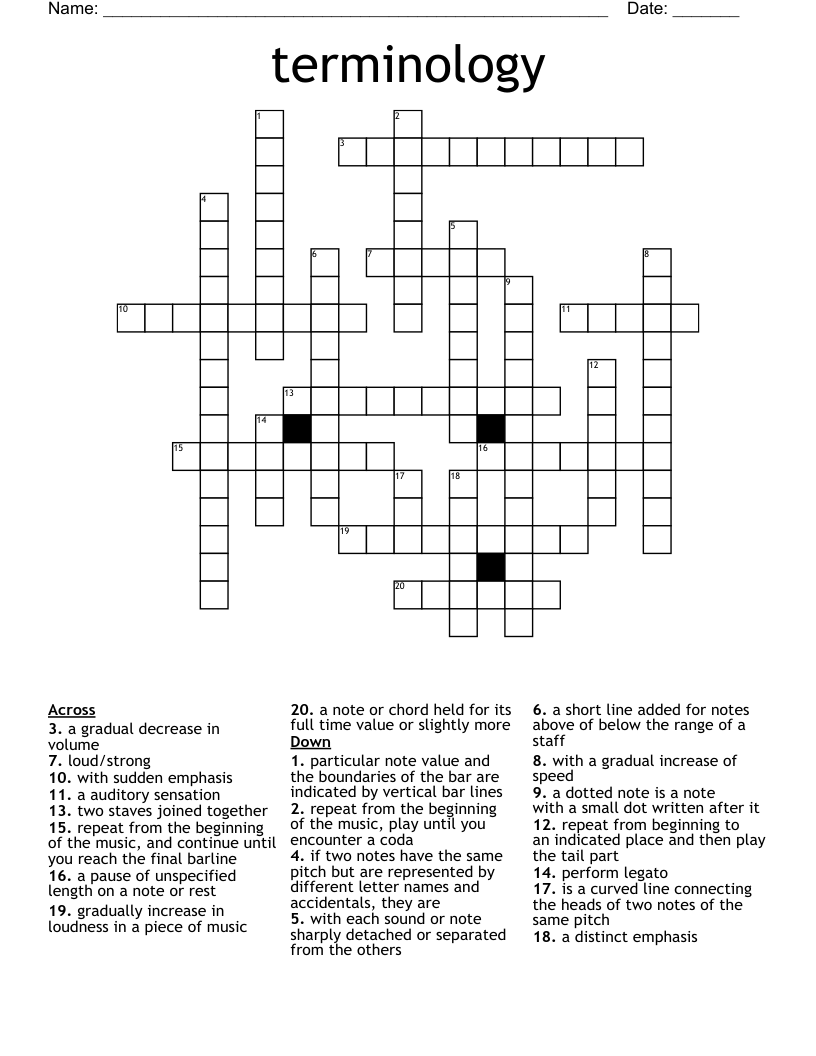 terminology  Crossword