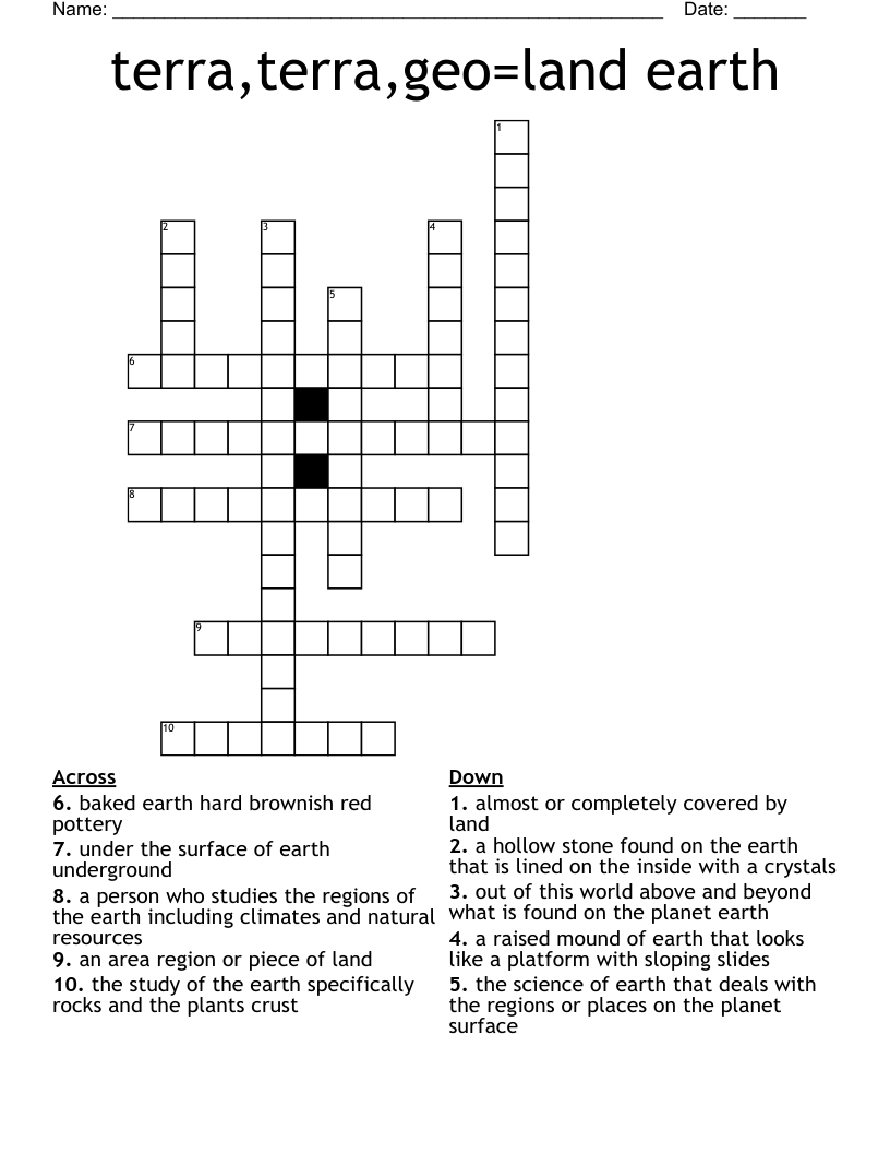 terra,terra,geo=land earth Crossword