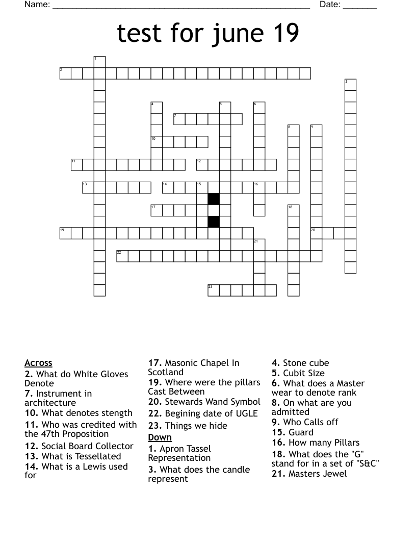 test for june 19  Crossword