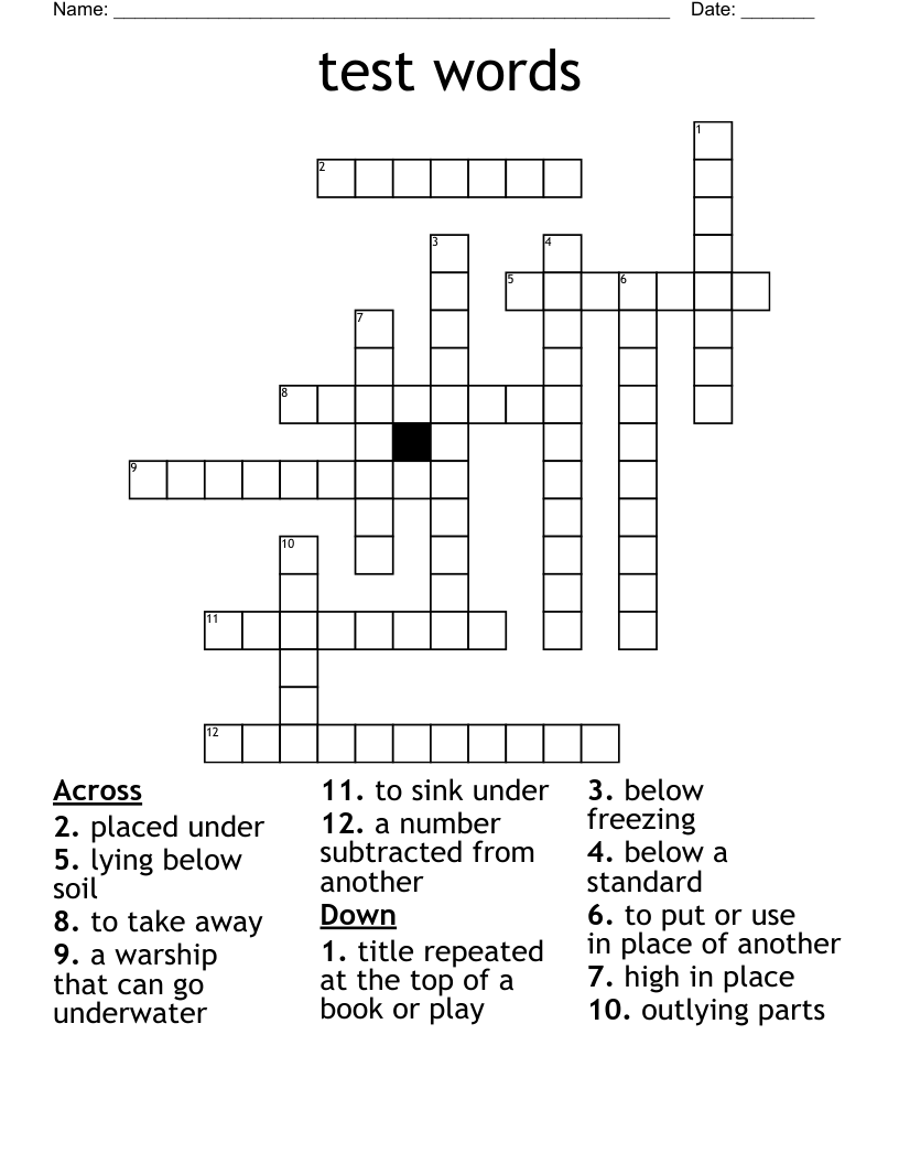 test words Crossword