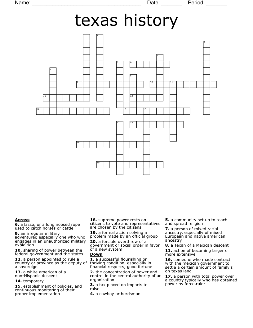 texas history Crossword