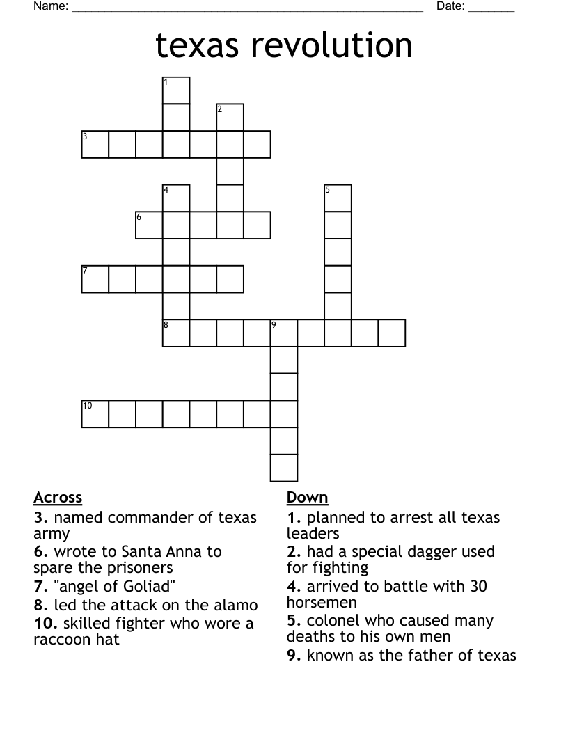 texas revolution Crossword