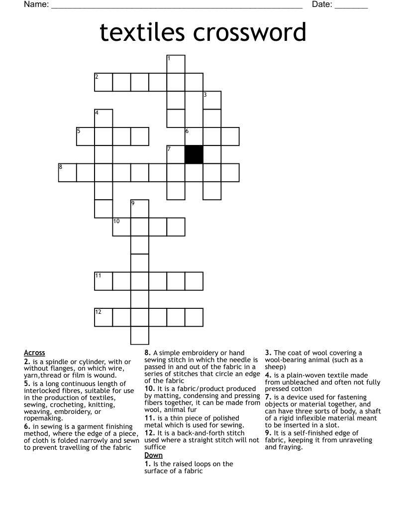 textiles crossword 
