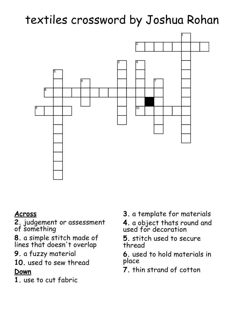 textiles crossword by Joshua Rohan