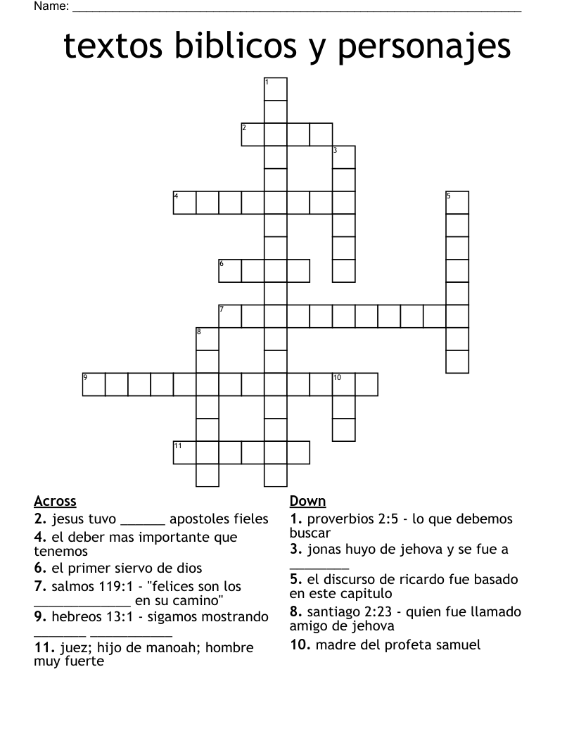 textos biblicos y personajes Crossword