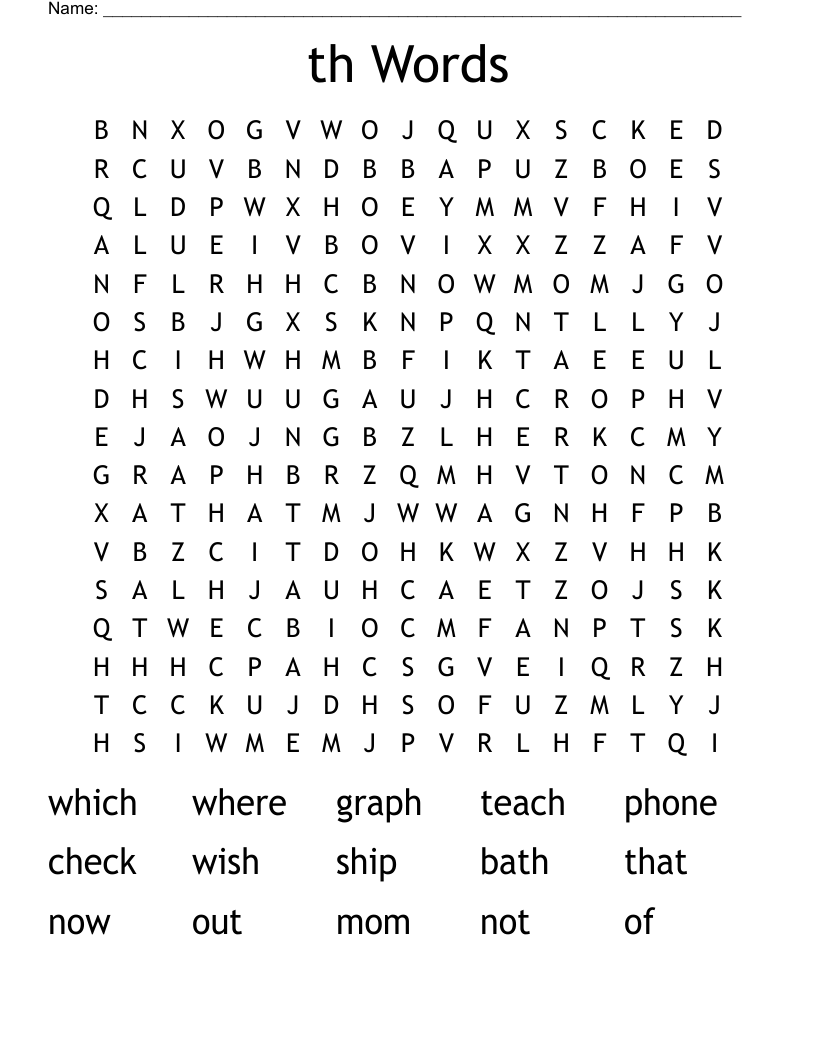 th Words Word Search