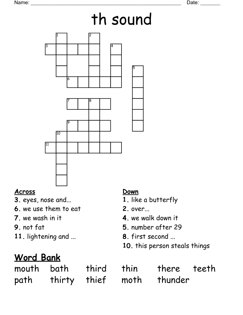 th sound Crossword