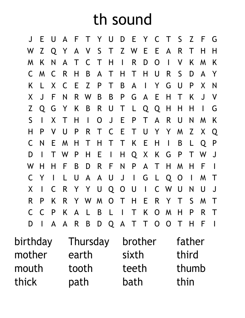 th sound Word Search