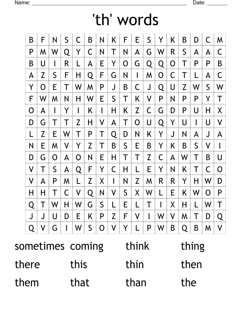 'th' words Word Search