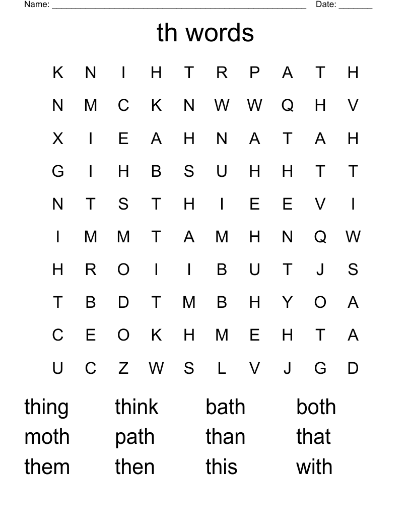 th words Word Search