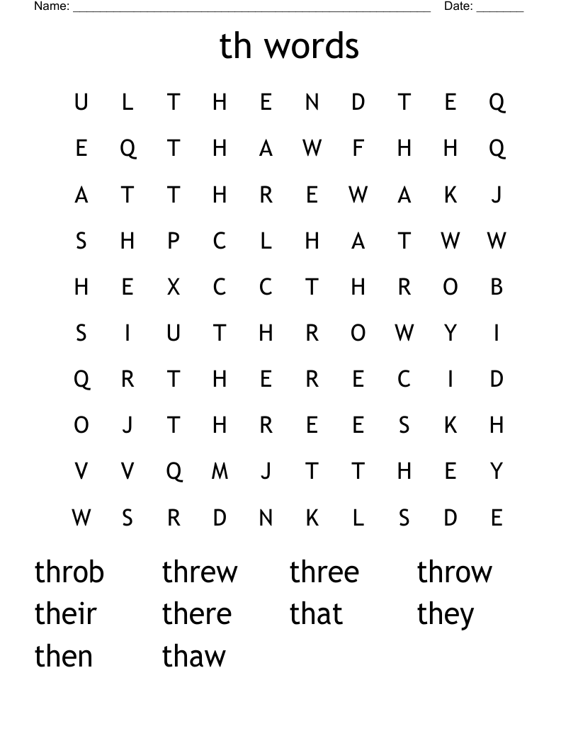 th words Word Search