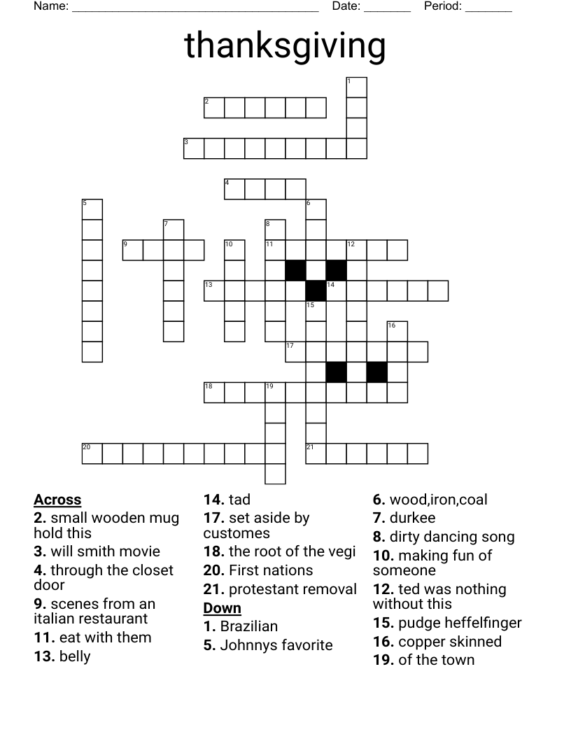 thanksgiving Crossword
