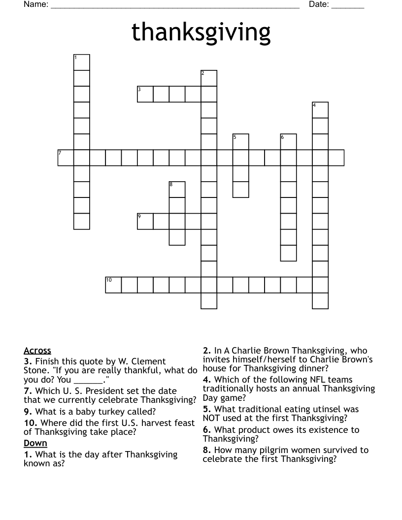 thanksgiving  Crossword