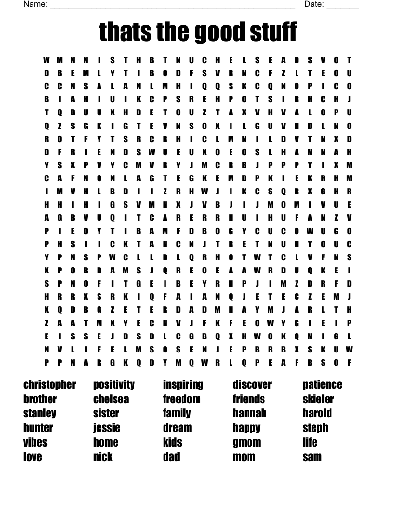 thats the good stuff Word Search