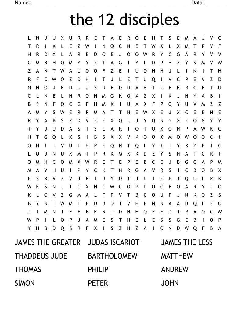 the 12 disciples  Word Search