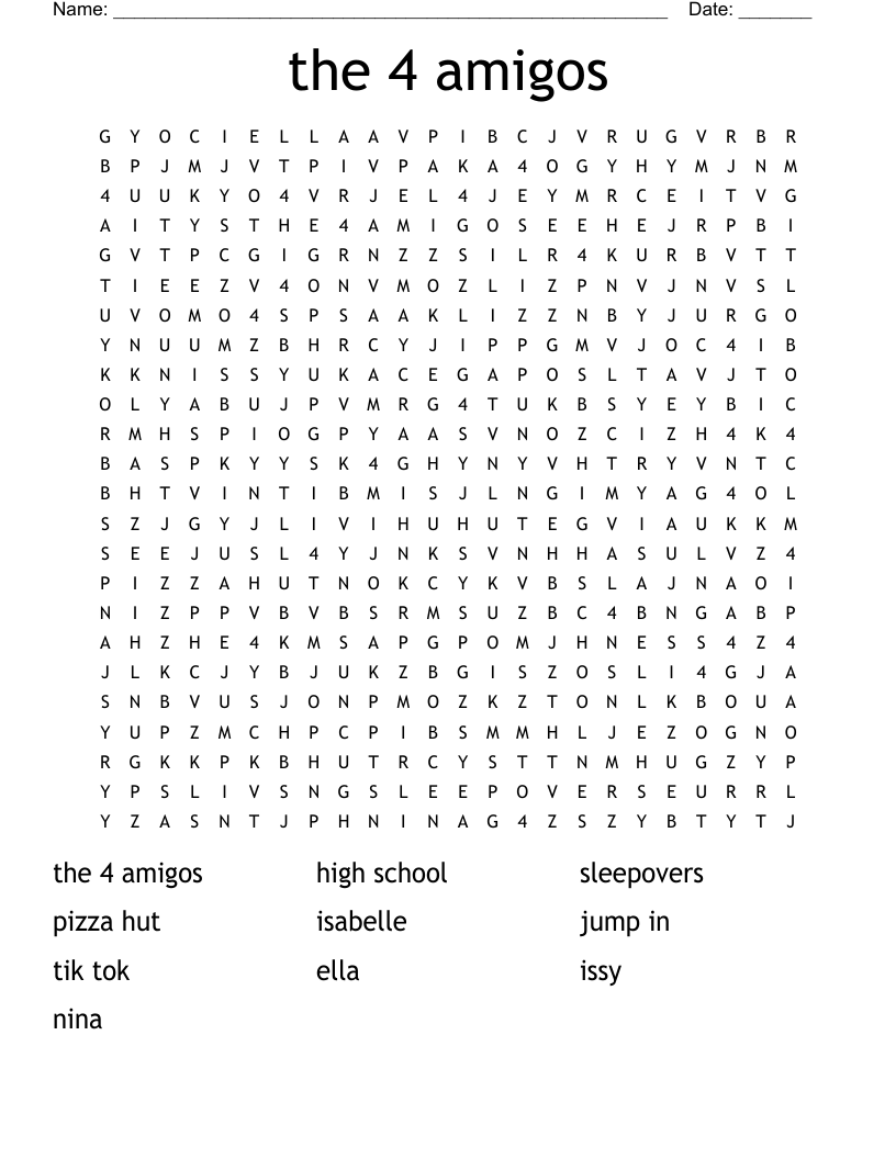 the 4 amigos  Word Search