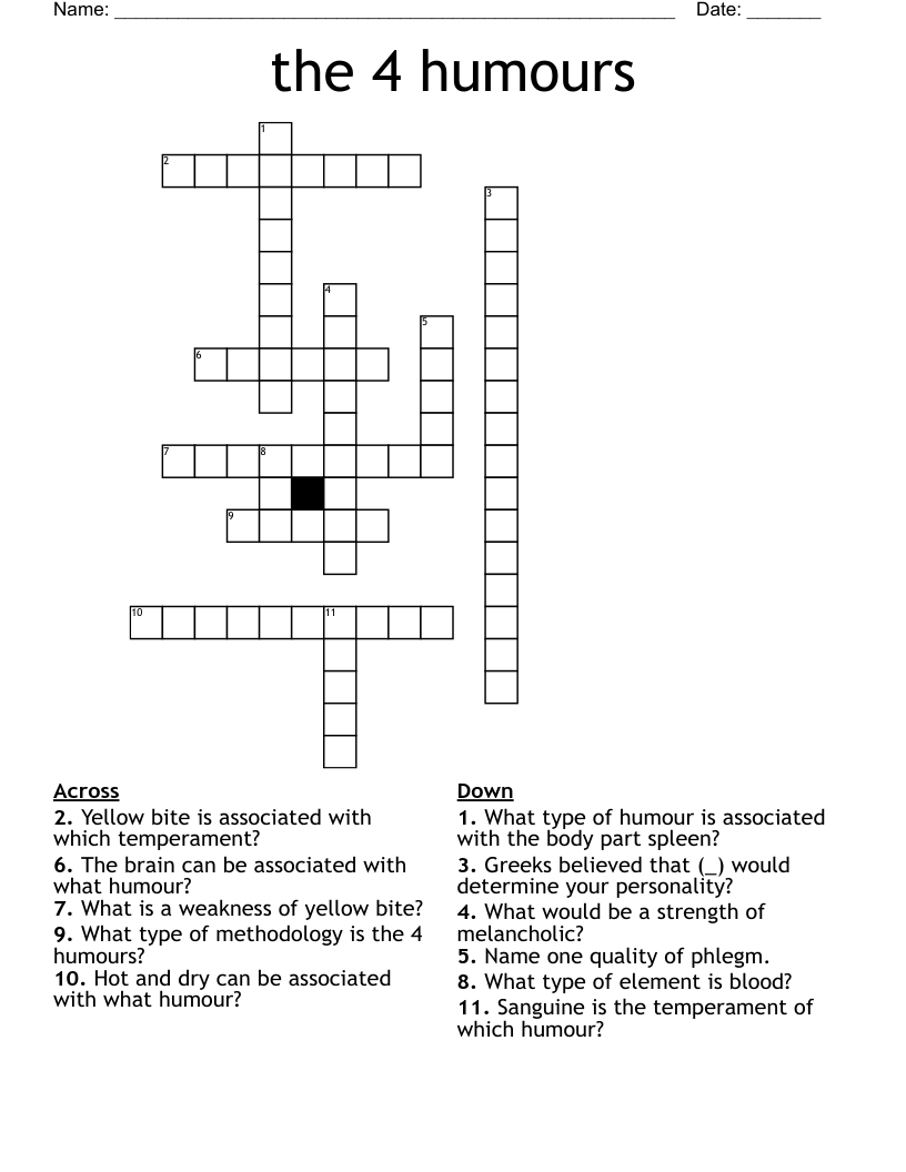 the 4 humours Crossword