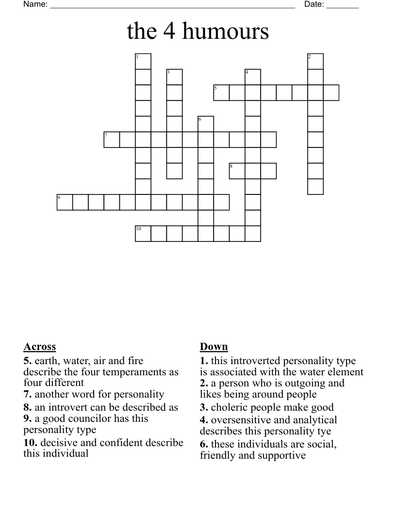 the 4 humours Crossword