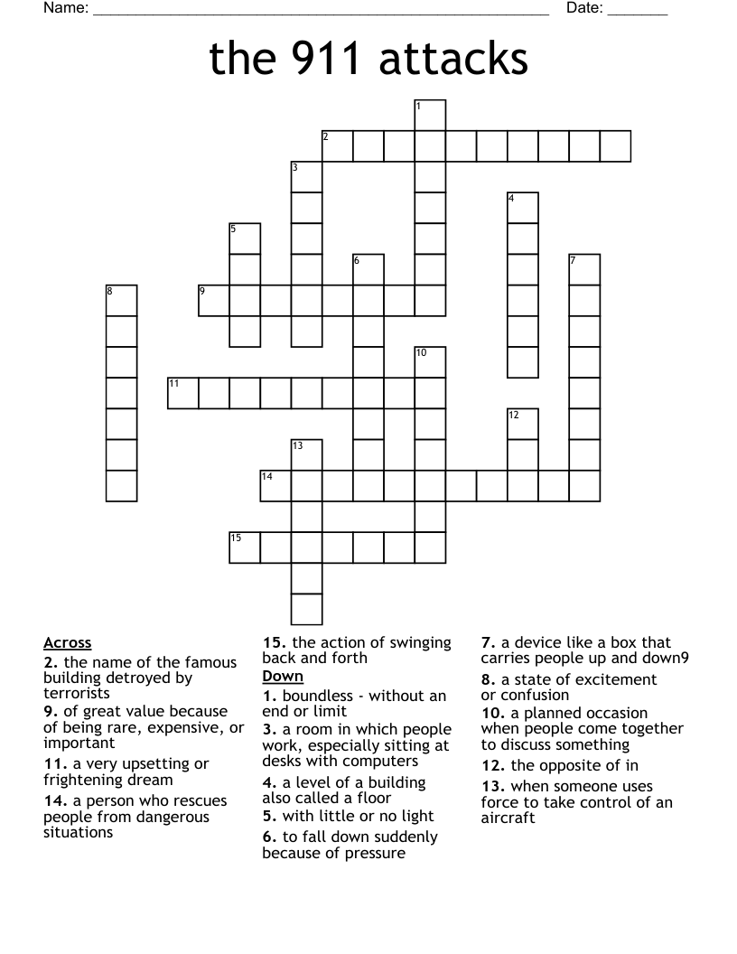 the 911 attacks Crossword