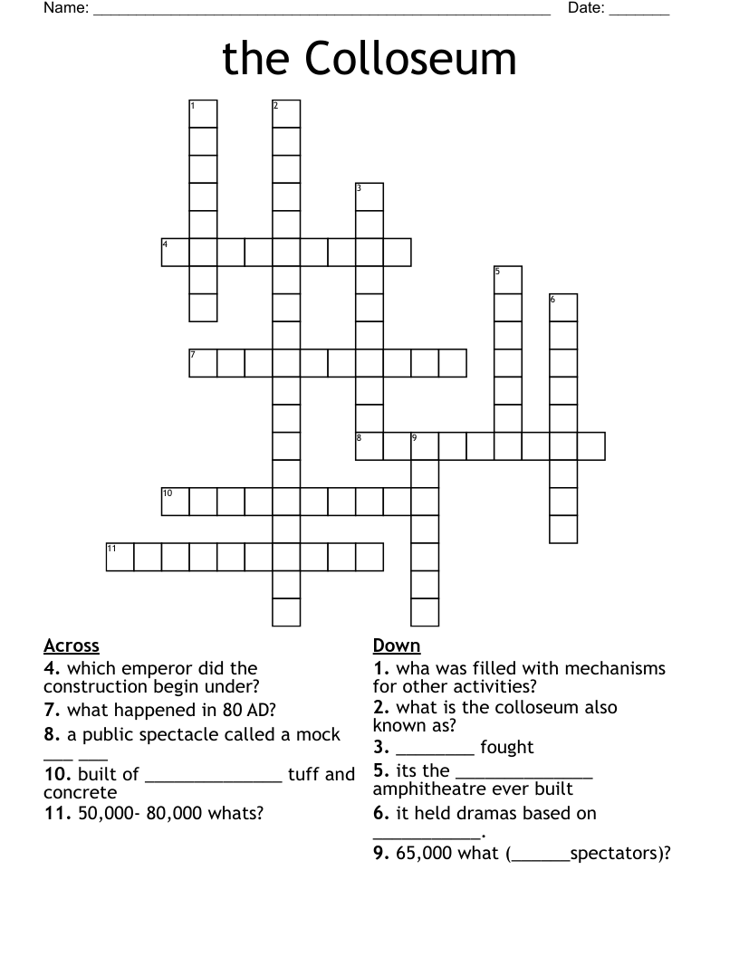 the Colloseum Crossword